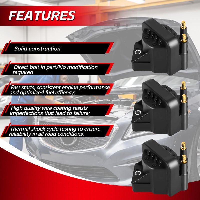 FAERSI Set of 3 Ignition Coil Pack Compatiable with Buick& Cadillac& Chevy& GMC& Isuzu& Oldsmobile& Pontiac Grand Prix 1991-2008, Ignition Coils Replacement for 10467067 DR39 E530C D555 C849 5C1058 - Image 5
